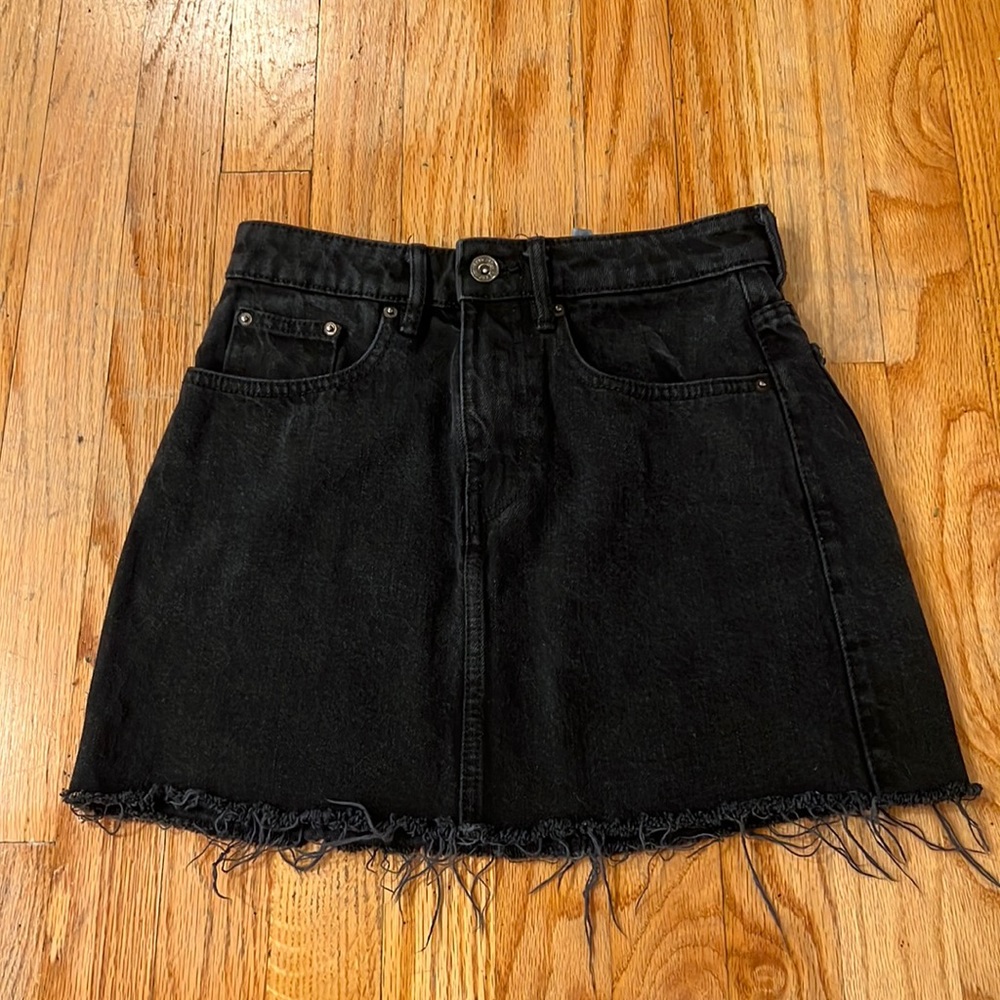 Zara Black Denim Mini Skirt